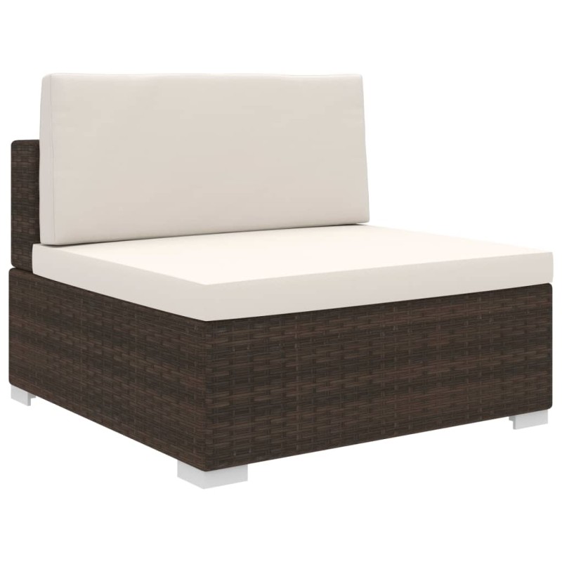 vidaXL Asiento seccional central y cojines 1 ud ratán sintético marrón vidaXL Asiento seccional central y cojines 1 ud ratán sintético marrón