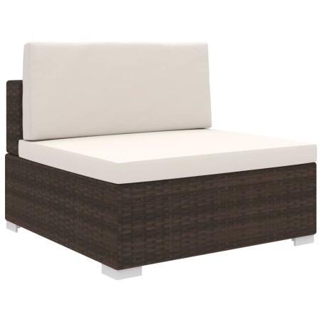 vidaXL Asiento seccional central y cojines 1 ud ratán sintético marrón