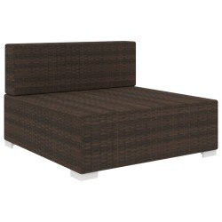 vidaXL Asiento seccional central y cojines 1 ud ratán sintético marrón