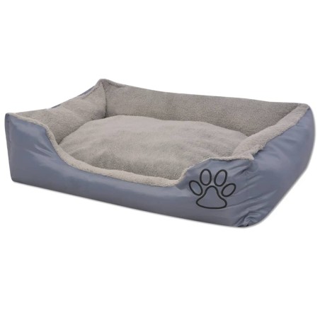 vidaXL Cama para perro con cojín acolchado talla M gris