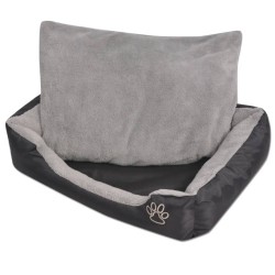 vidaXL Cama para perro con cojín acolchado Talla L negra