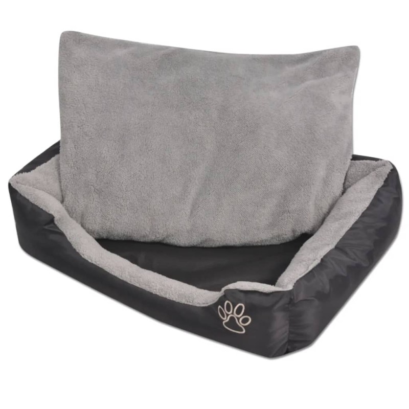 vidaXL Cama para perro con cojín acolchado Talla L negra