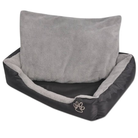 vidaXL Cama para perro con cojín acolchado Talla L negra