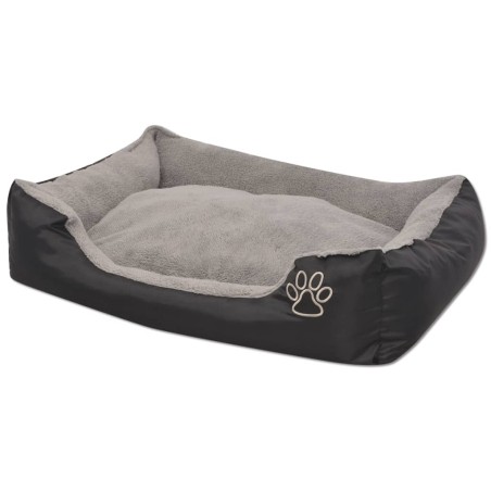 vidaXL Cama para perro con cojín acolchado Talla L negra