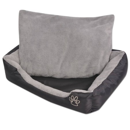 vidaXL Cama para perros con cojín acolchado Talla XXL Negro