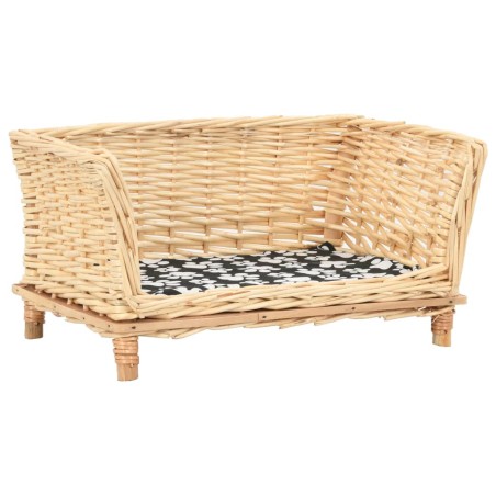 vidaXL Cesta para perros con cojín sauce natural 50x33x30 cm