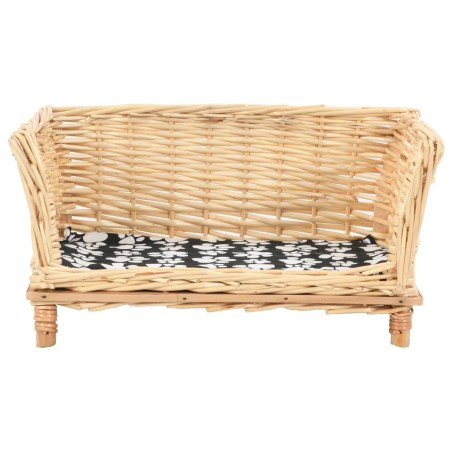 vidaXL Cesta para perros con cojín sauce natural 50x33x30 cm