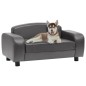 vidaXL Sofá para perros cuero sintético gris 80x50x40 cm  