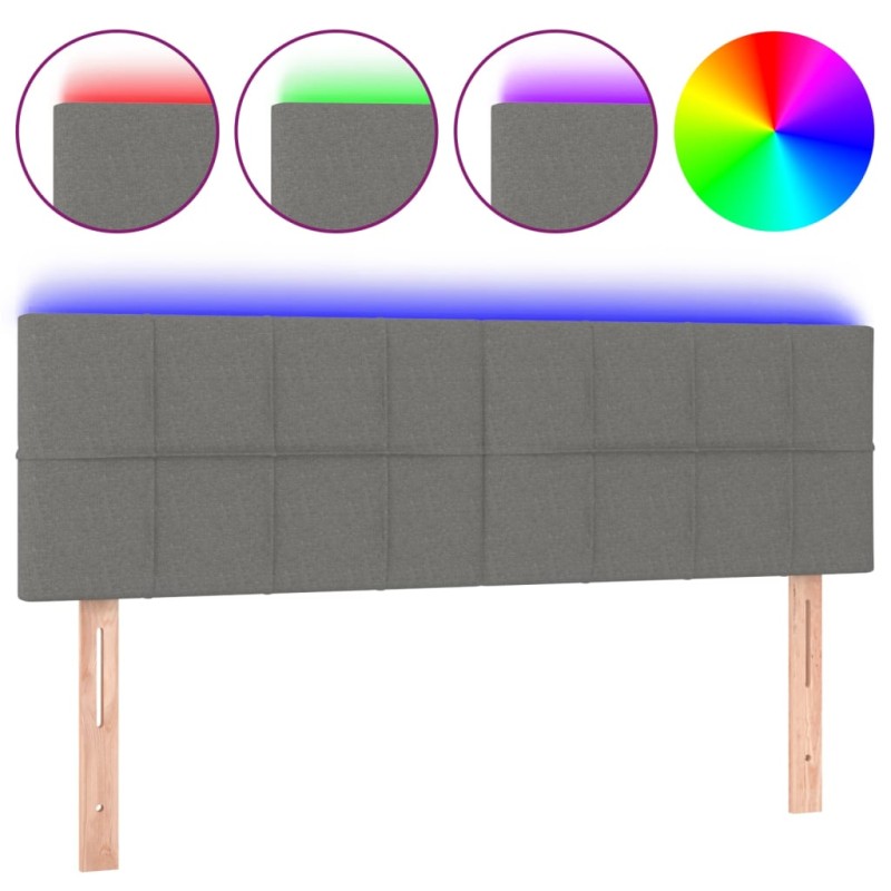 vidaXL Cabecero con LED de tela gris oscuro 144x5x78/88 cm vidaXL Cabecero con LED de tela gris oscuro 144x5x78/88 cm