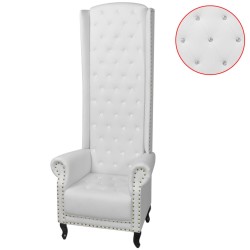 vidaXL Sillón de respaldo alto cuero sintético blanco