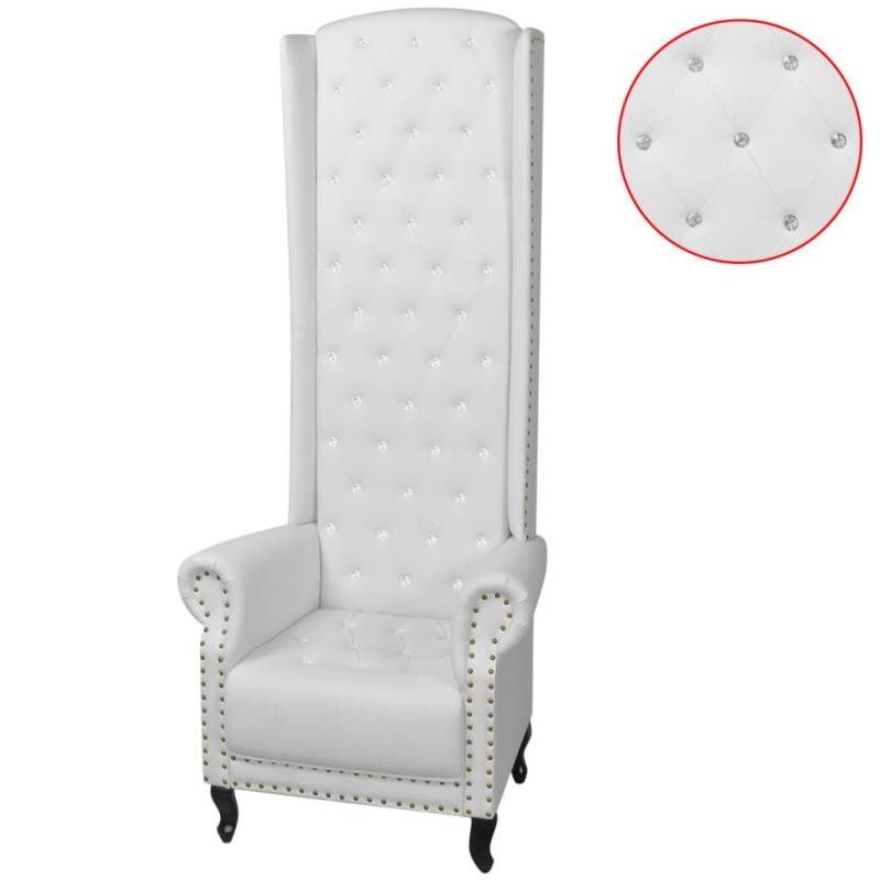 vidaXL Sillón de respaldo alto cuero sintético blanco