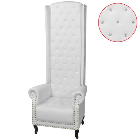 vidaXL Sillón de respaldo alto cuero sintético blanco