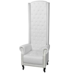 vidaXL Sillón de respaldo alto cuero sintético blanco