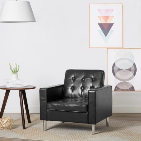 vidaXL Sillón de cuero sintético negro