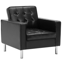 vidaXL Sillón de cuero sintético negro