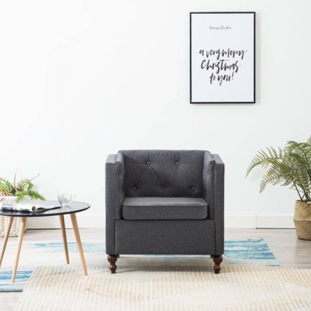 vidaXL Sillón de tela gris oscuro