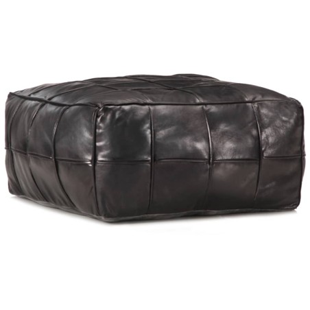 vidaXL Puf negro 60x60x30 cm cuero auténtico de cabra 
