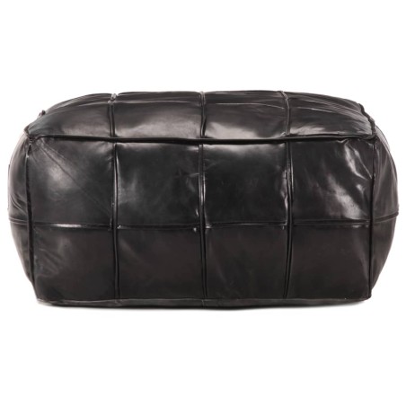 vidaXL Puf negro 60x60x30 cm cuero auténtico de cabra 