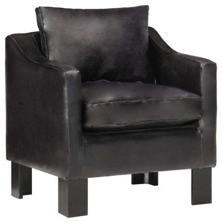 vidaXL Sillón con diseño de cubo cuero auténtico negro