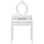 vidaXL Juego de tocador y taburete madera paulownia blanco 75x69x140cm vidaXL Juego de tocador y taburete madera paulownia blanco 75x69x140cm
