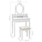 vidaXL Juego de tocador y taburete madera paulownia blanco 75x69x140cm vidaXL Juego de tocador y taburete madera paulownia blanco 75x69x140cm