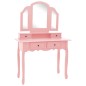 vidaXL Set de tocador y taburete madera paulownia rosa 100x40x146 cm vidaXL Set de tocador y taburete madera paulownia rosa 100x40x146 cm