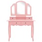 vidaXL Set de tocador y taburete madera paulownia rosa 100x40x146 cm vidaXL Set de tocador y taburete madera paulownia rosa 100x40x146 cm