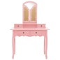 vidaXL Set de tocador y taburete madera paulownia rosa 100x40x146 cm vidaXL Set de tocador y taburete madera paulownia rosa 100x40x146 cm