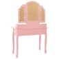 vidaXL Set de tocador y taburete madera paulownia rosa 100x40x146 cm vidaXL Set de tocador y taburete madera paulownia rosa 100x40x146 cm