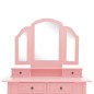 vidaXL Set de tocador y taburete madera paulownia rosa 100x40x146 cm vidaXL Set de tocador y taburete madera paulownia rosa 100x40x146 cm
