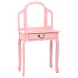 vidaXL Tocador y taburete madera paulownia y MDF rosa 65x36x128 cm vidaXL Tocador y taburete madera paulownia y MDF rosa 65x36x128 cm
