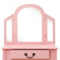 vidaXL Tocador y taburete madera paulownia y MDF rosa 65x36x128 cm vidaXL Tocador y taburete madera paulownia y MDF rosa 65x36x128 cm