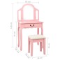 vidaXL Tocador y taburete madera paulownia y MDF rosa 65x36x128 cm vidaXL Tocador y taburete madera paulownia y MDF rosa 65x36x128 cm