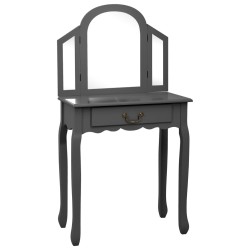 vidaXL Tocador y taburete madera de paulownia gris 65x36x128 cm