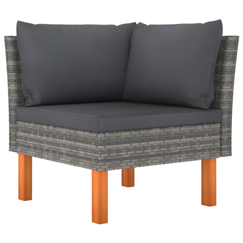 vidaXL Sofá esquinero de ratán sintético y madera maciza de eucalipto vidaXL Sofá esquinero de ratán sintético y madera maciza de eucalipto