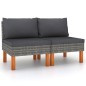 vidaXL Sofás centrales 2 uds ratán sintético y madera de eucalipto vidaXL Sofás centrales 2 uds ratán sintético y madera de eucalipto