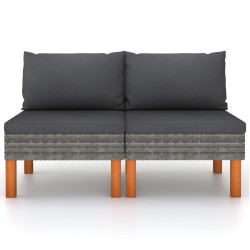 vidaXL Sofás centrales 2 uds ratán sintético y madera de eucalipto