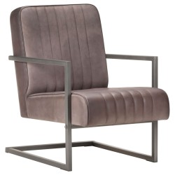 vidaXL Sillón en voladizo cuero auténtico marrón envejecido