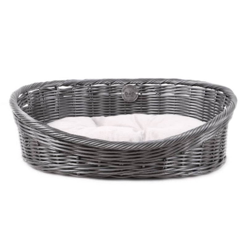 D&D Cama rústica para mascotas con cojín ratán gris S D&D Cama rústica para mascotas con cojín ratán gris S
