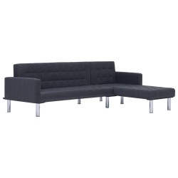 vidaXL Sofá cama en forma de L poliéster gris oscuro