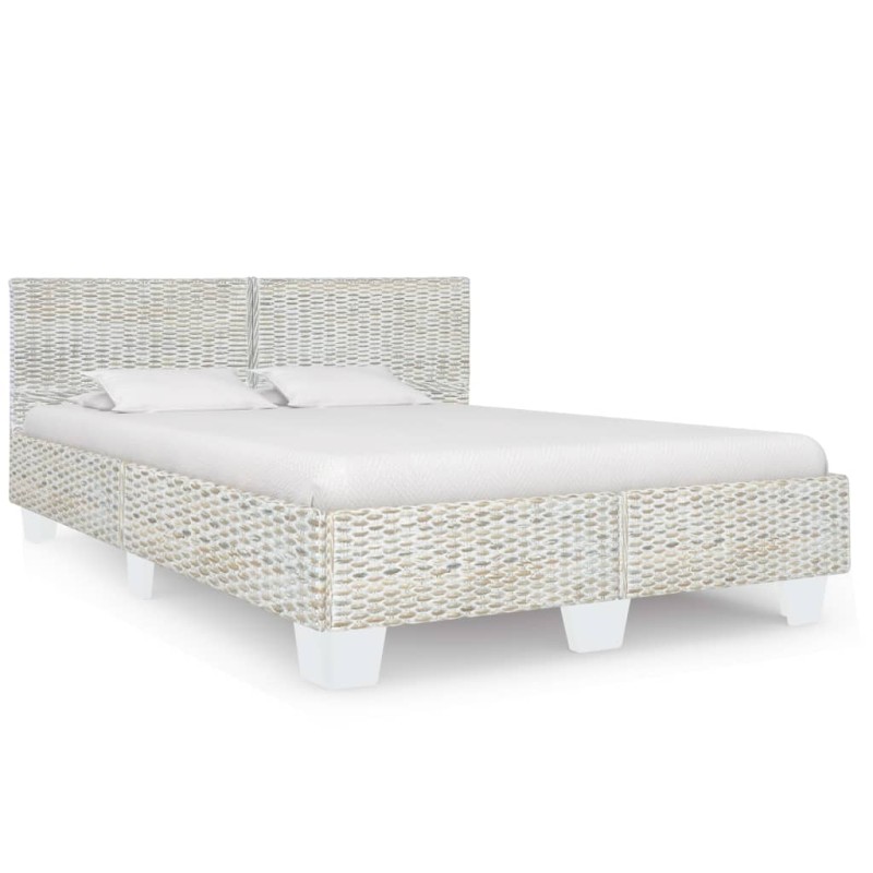 vidaXL Estructura de cama de ratán natural gris 160x200 cm