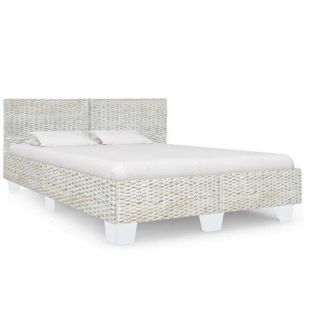vidaXL Estructura de cama de ratán natural gris 160x200 cm