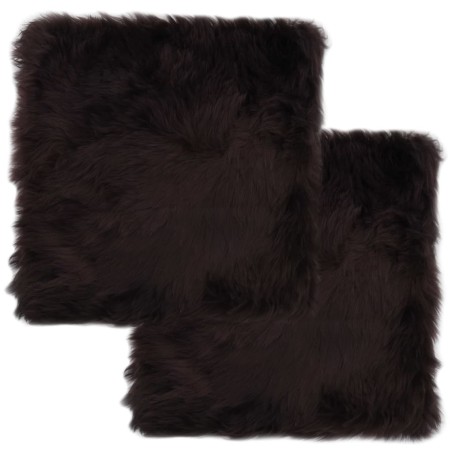 vidaXL Cojines de sillas 2 uds piel de oveja auténtica marrón 40x40 cm