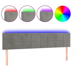 vidaXL Cabecero con LED de terciopelo gris claro 160x5x78/88 cm 
