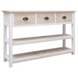 vidaXL Aparador de madera color natural y blanco 115x30x76 cm
