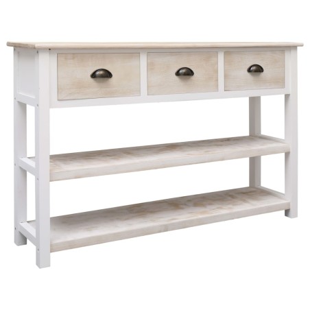 vidaXL Aparador de madera color natural y blanco 115x30x76 cm