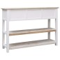 vidaXL Aparador de madera color natural y blanco 115x30x76 cm vidaXL Aparador de madera color natural y blanco 115x30x76 cm