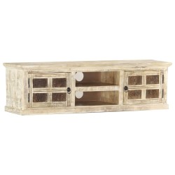 vidaXL Mueble para TV de madera maciza de mango blanco 130x30x36 cm