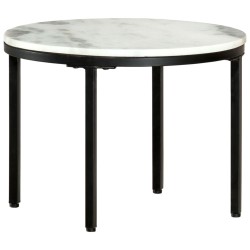 vidaXL Mesa de centro de mármol macizo auténtico blanco y negro Ø50 cm