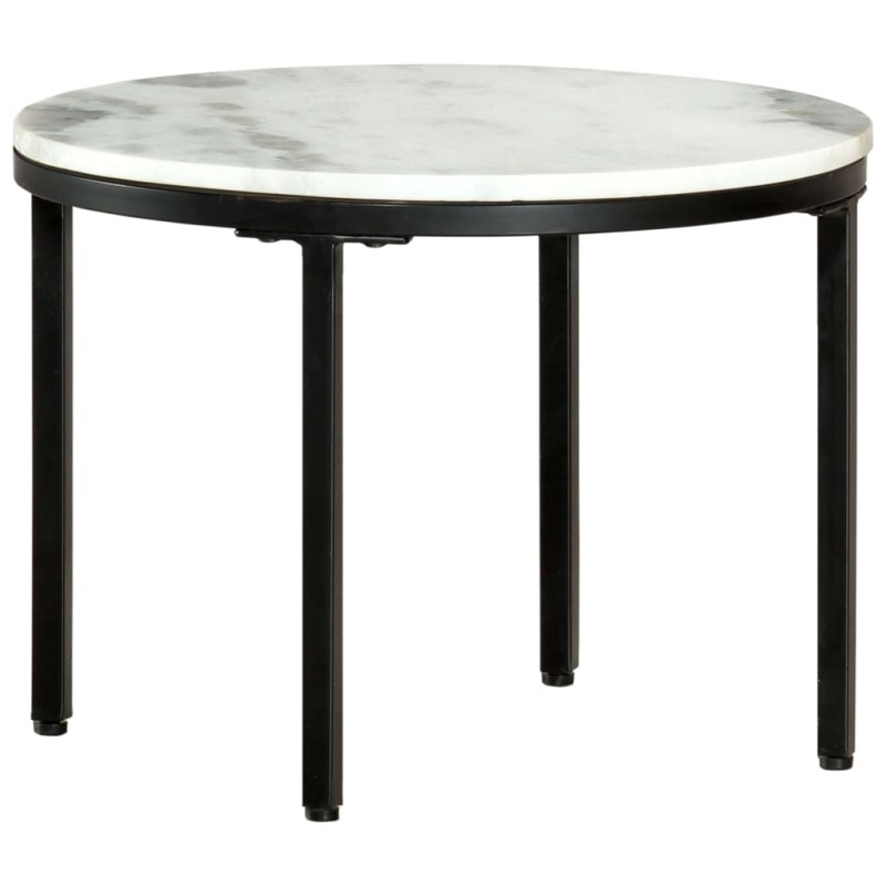 vidaXL Mesa de centro de mármol macizo auténtico blanco y negro Ø50 cm